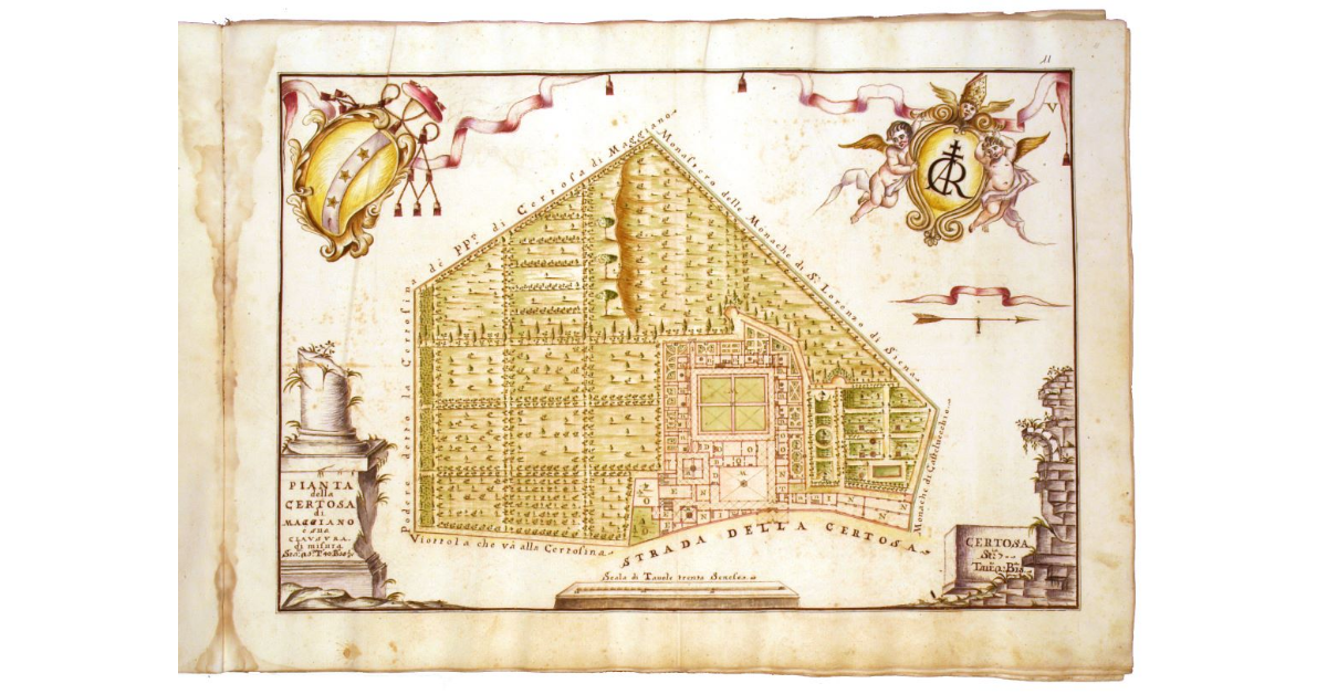 Pianta della certosa di Maggiano e sua clausura di misura staia 26, tavole 40, braccia 35 1/6