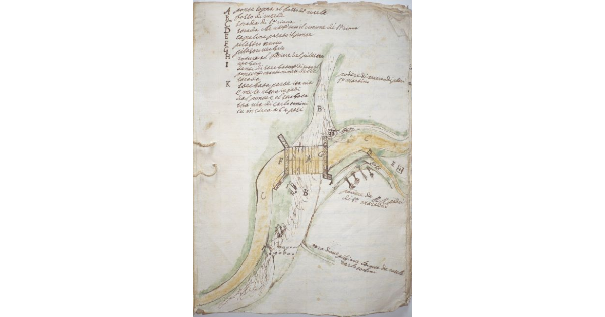 [Pianta del ponte sopra il fosso di Roselle nel Comune di Santa Reina nei dintorni di Siena]