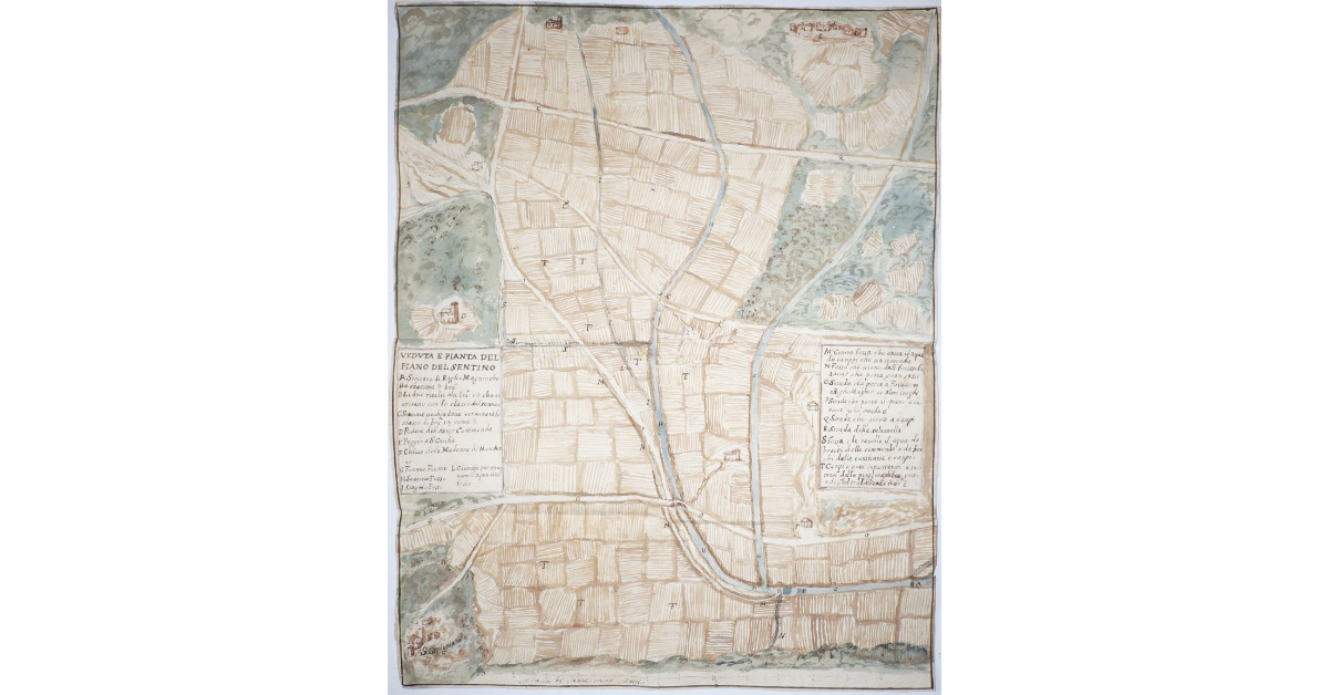 Veduta e Pianta del Piano del Sentino [a Serre di Rapolano]