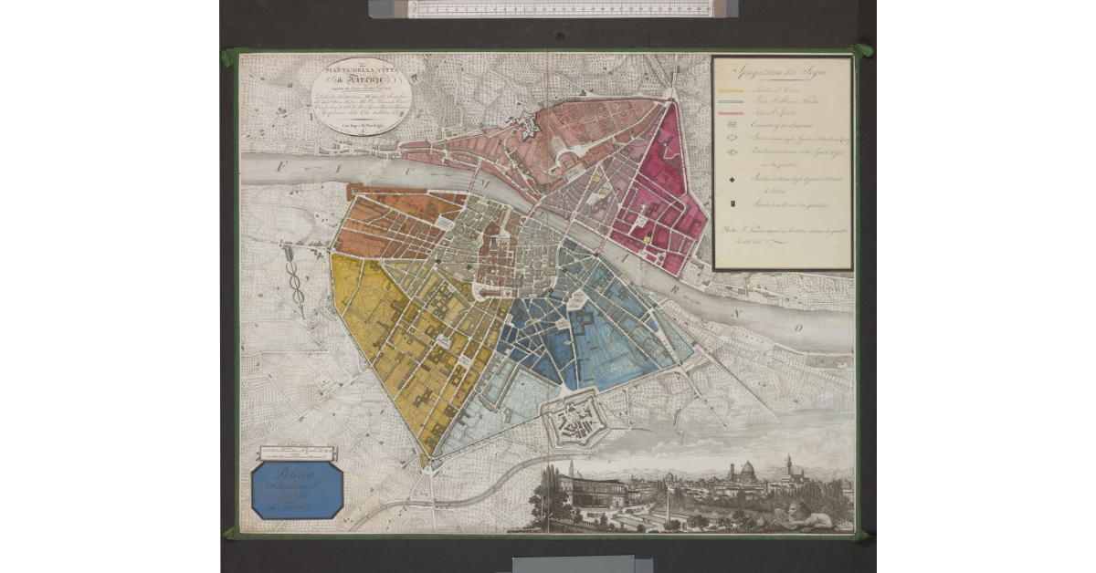 Polizia subalterna della città di Firenze. Pianta della città di Firenze disegnata da Cesare Merlini l’anno 1818 [...]