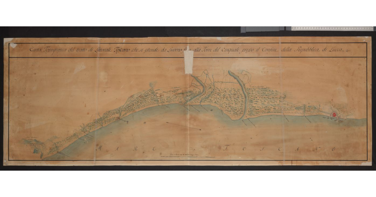 Carta topografica del tratto di Littorale Toscano che si estende da Livorno fino alla Torre del Cinquale presso il confine della Repubblica di Lucca