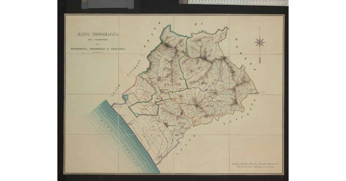 Mappa topografica dei territori di Pietrasanta, Serravezza e Stazzema