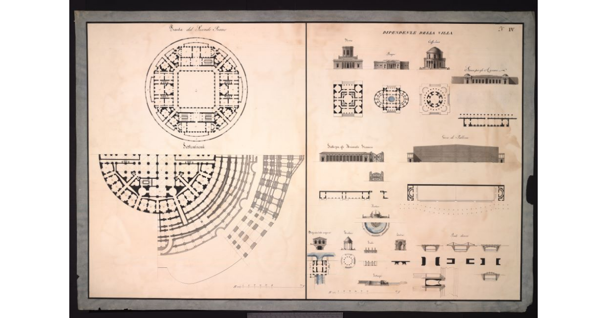 Pianta del secondo piano-dipendenze della villa