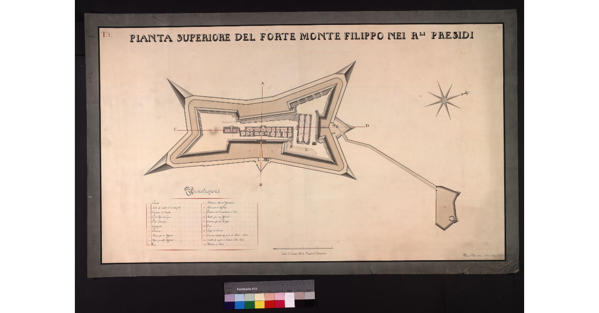 Pianta superiore del forte Monte Filippo nei Reali Presidi