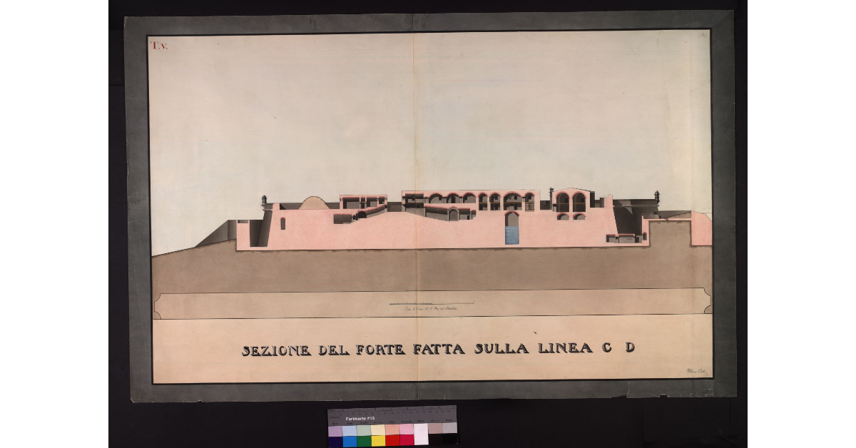 Sezione del forte fatta sulla linea C-D