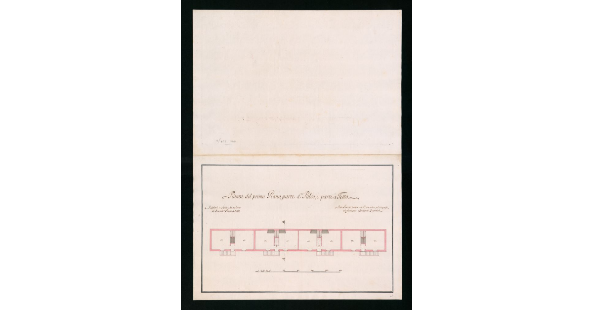 Piante e spaccato della Fabbrica a levante della Moja di S. Giovanni che comprende i quartieri per i Mojatori. Pianta III