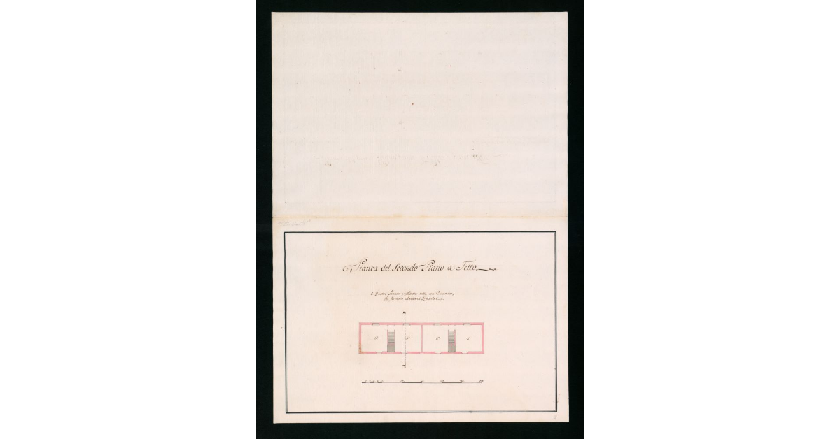 Piante e spaccato della Fabbrica a levante della Moja di S. Giovanni che comprende i quartieri per i Mojatori. Pianta III