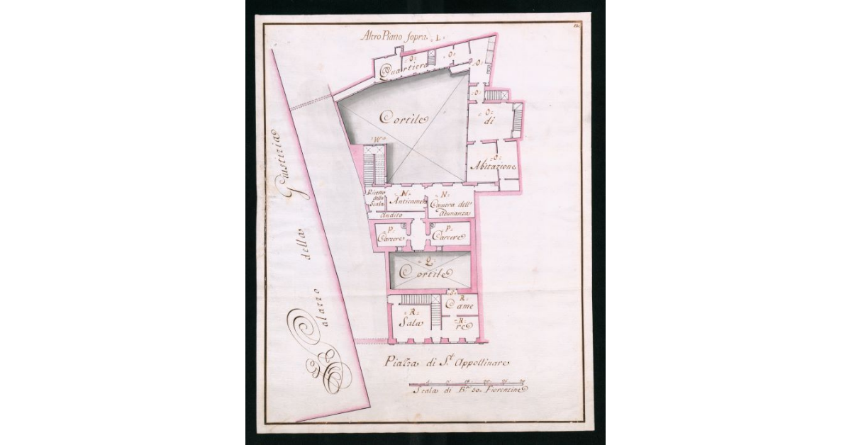 [Planimetria di un'Altro Piano Sopra del complesso edilizio con chiesa e canonica di S.Apollinare, posto nella omonima piazza]