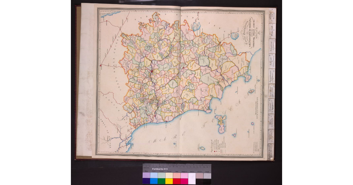 Carta geometrica del Granducato di Toscana divisa per territorj delle Comuni