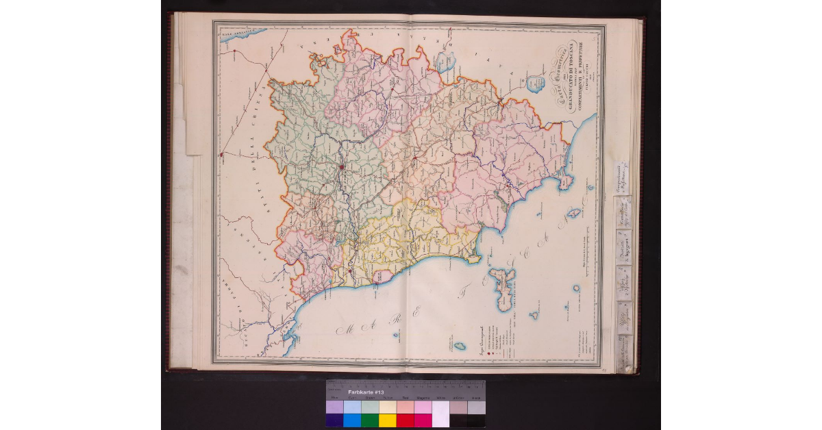 Carta geometrica del Granducato di Toscana divisa per Compartimenti e prefetture