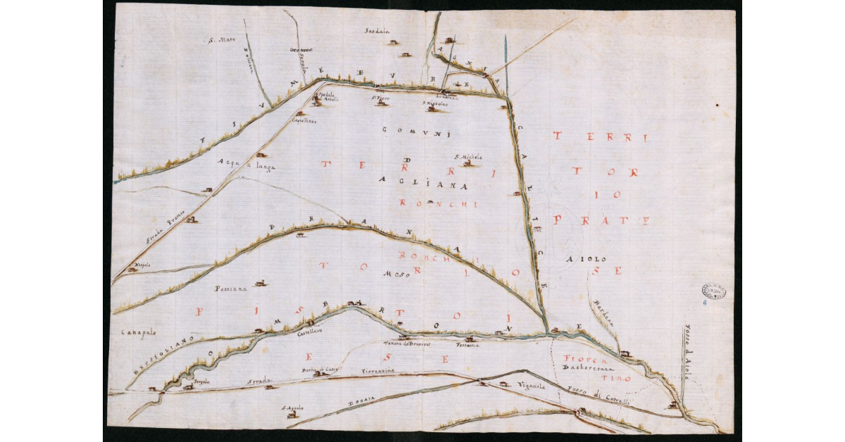 [Carta dell'Ombrone e dei suoi affluenti nella pianura pistoiese]