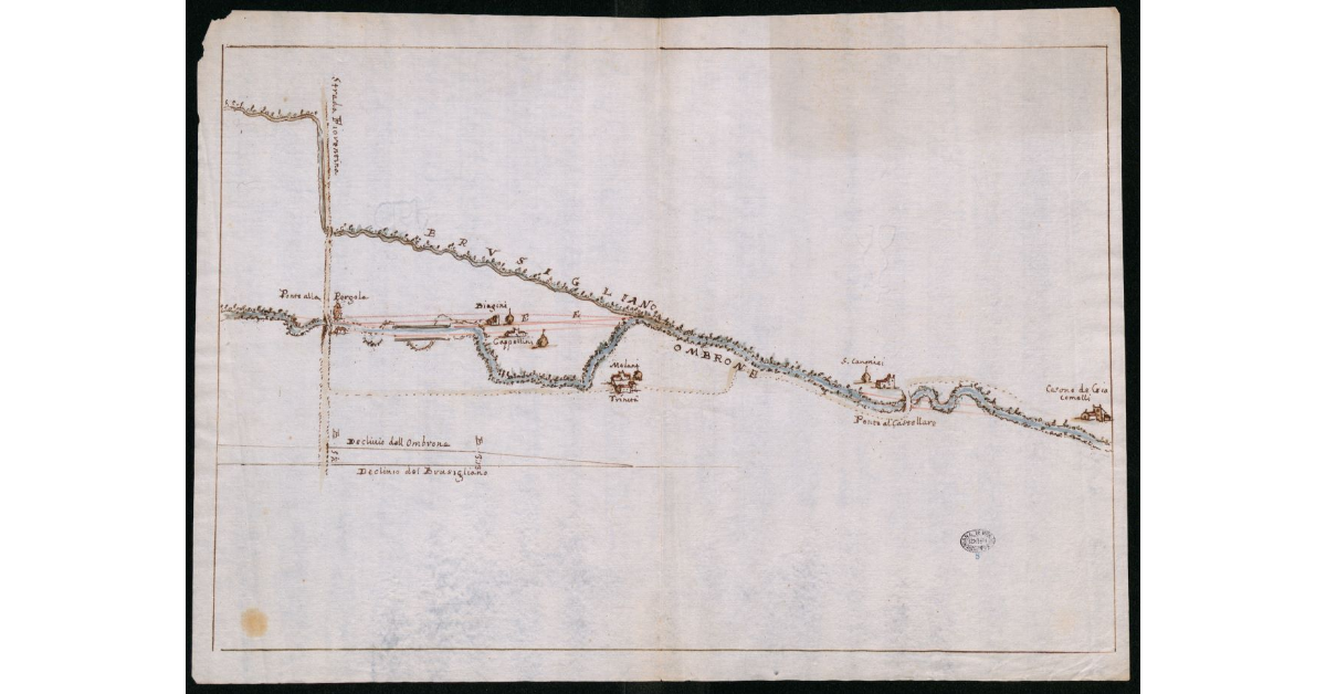 [Tratto del fiume Ombrone alla confluenza con il torrente Brusigliano]