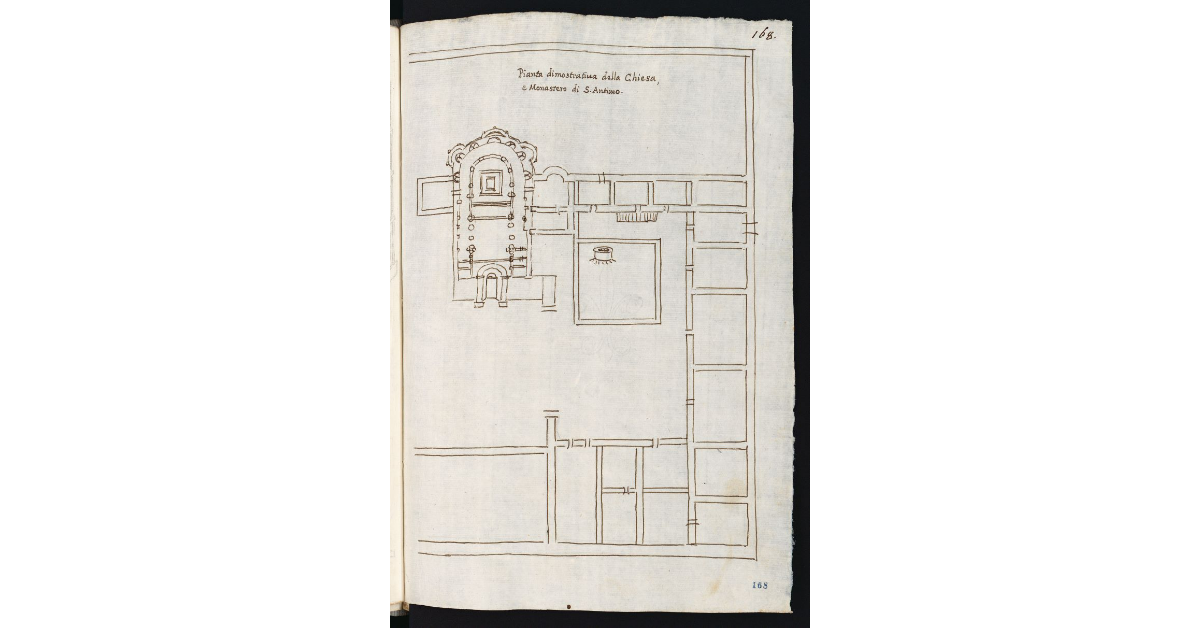 Pianta dimostrativa della Chiesa, e Monastero, di S. Antimo