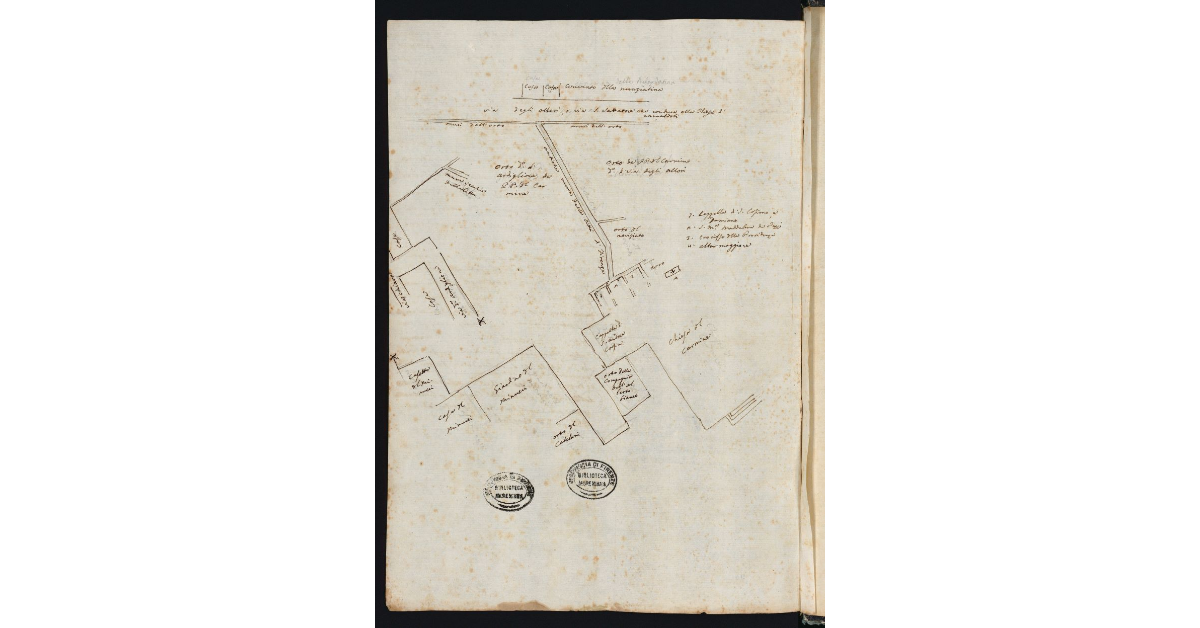 [Pianta schematica dell'Oltrarno di Firenze con la Chiesa del Carmine]