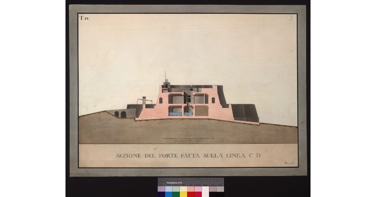 Sezione del forte [Stella nei reali Presidi] fatta sulla linea C-D