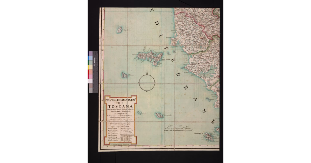 Pianta del Granducato di Toscana, divisa nelle diocesi dei suoi rispettivi arcivescovadi e vescovadi