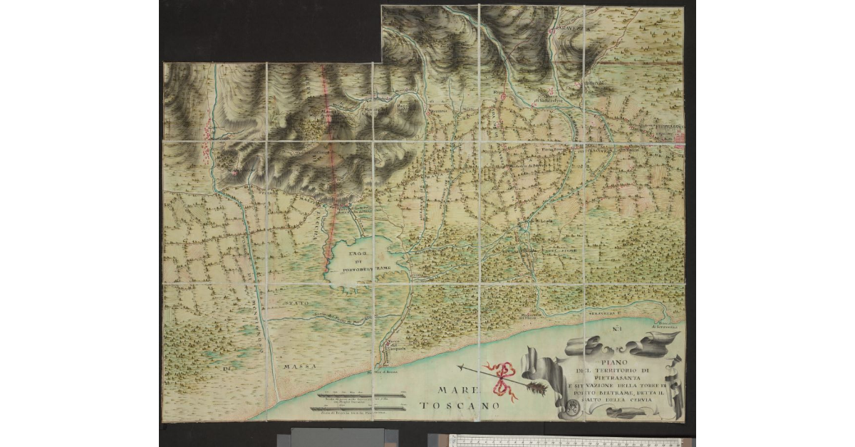 Piano del Territorio di Pietrasanta e situazione della Torre di Porto Beltrame, detta di Salto della Cervia