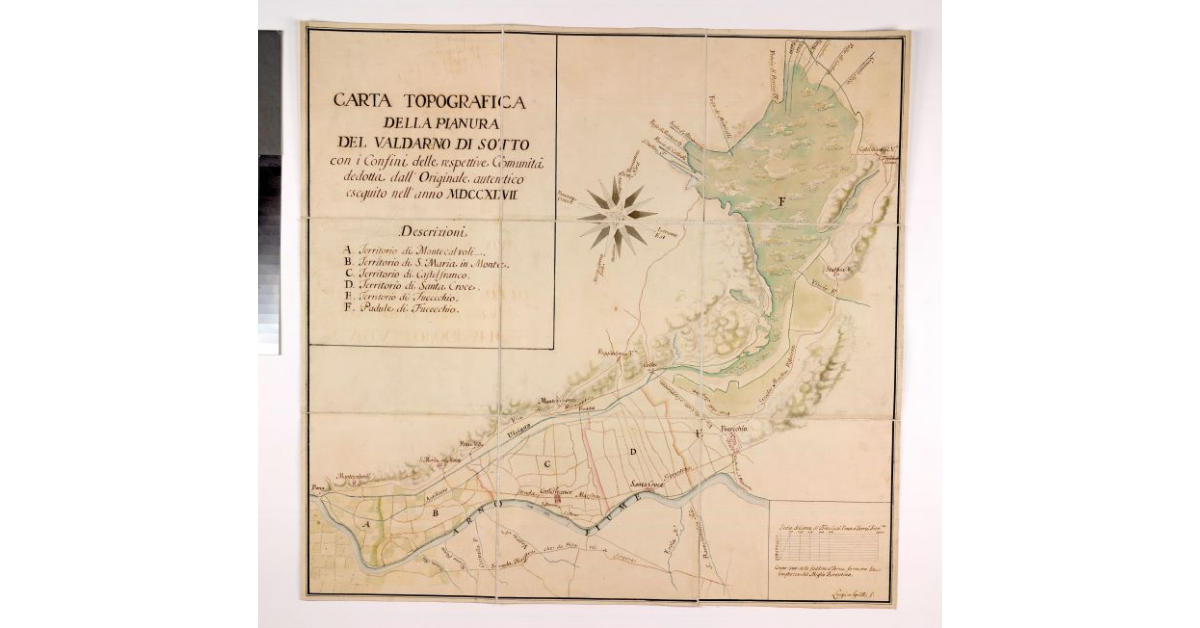 Carta topografica della Pianura del Valdarno di Sotto con i confini delle respettive Comunità dedotta dall’originale autentico eseguito nell’anno 1747