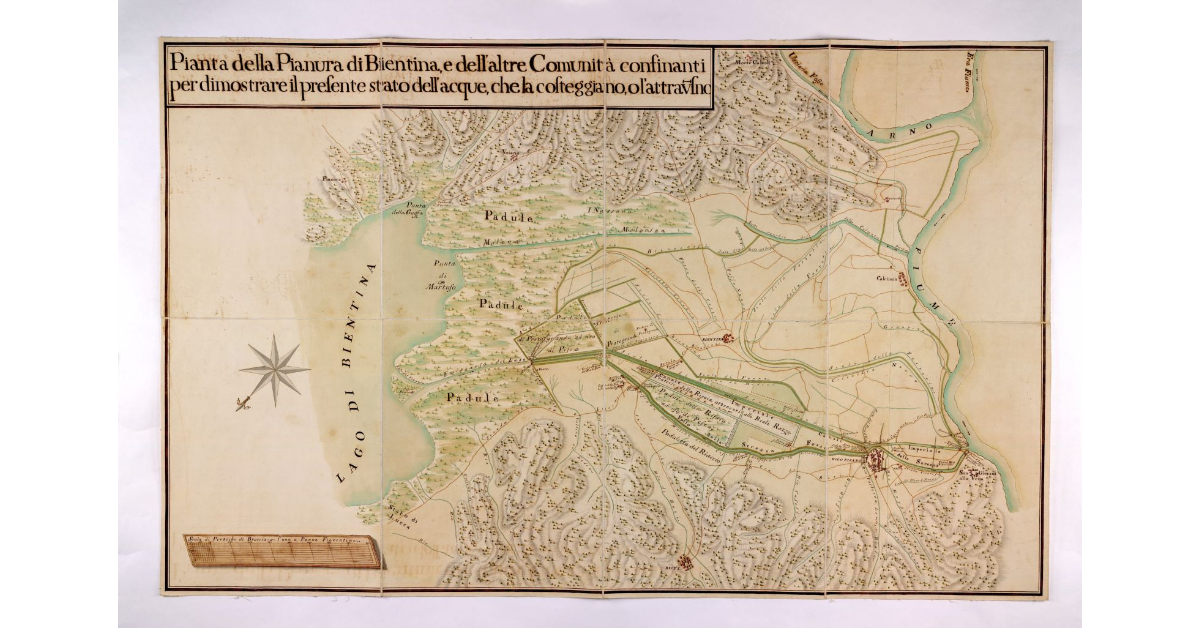 Pianta della pianura di Bientina e delle altre comunità confinanti per dimostrare il presente stato dell'acque che la costeggiano o l'attraversano