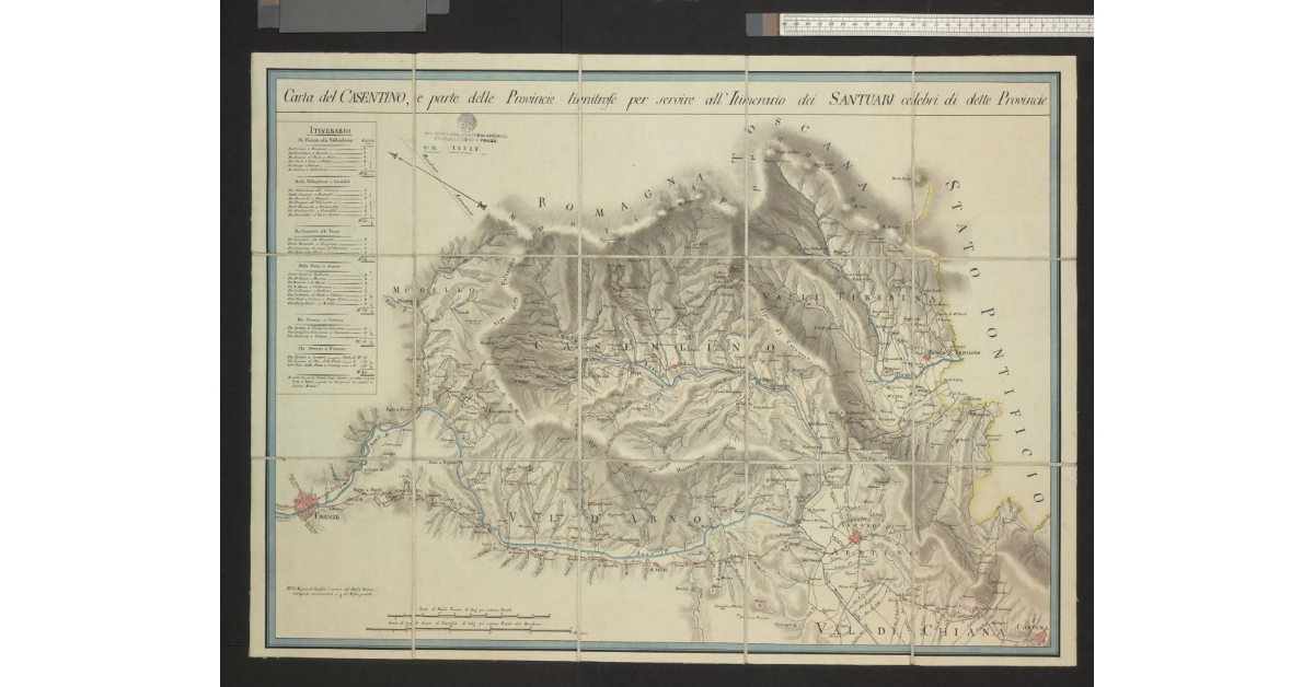 Carta del Casentino, e parte delle Provincie limitrofe per servire all’itinerario dei Santuari celebri di dette Provincie