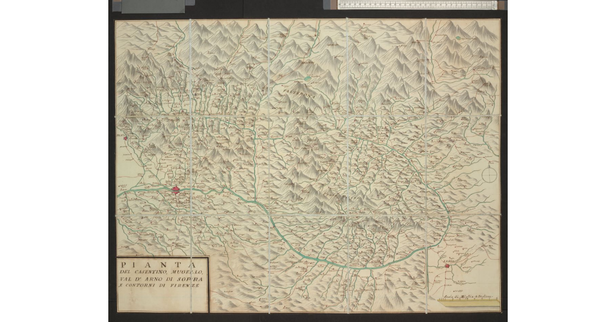 Pianta del Casentino, Mugello, Val d’Arno di Sopra, e contorni di Firenze