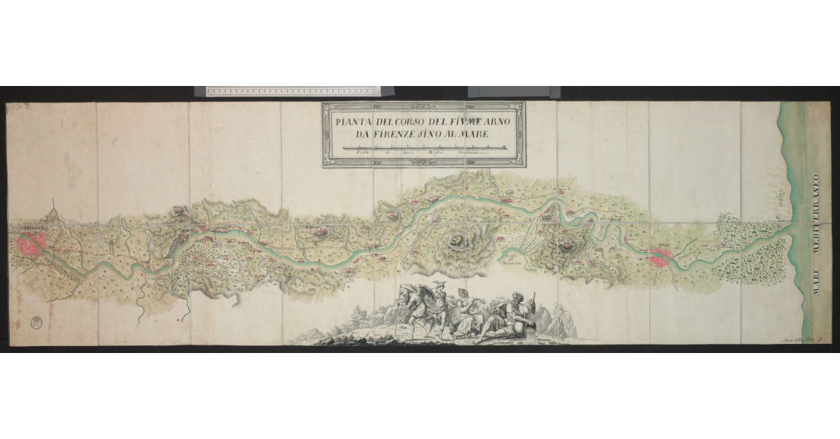 Pianta del corso del Fiume Arno da Firenze sino al mare