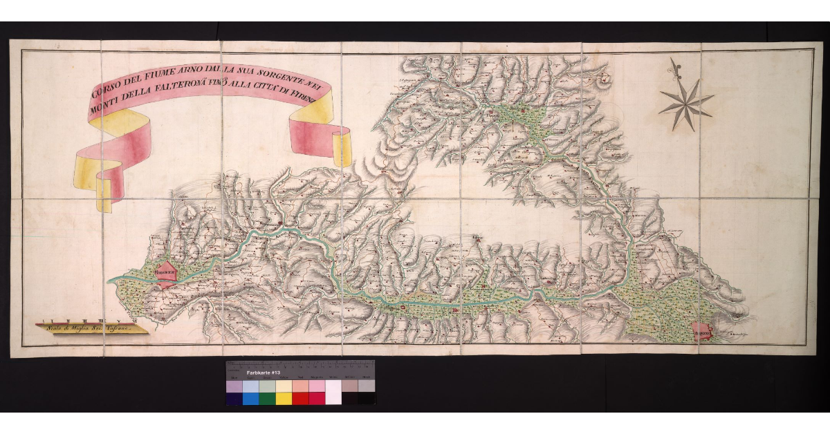 Corso del Fiume Arno dalla sua Sorgente nei Monti della Falterona fino alla Città di Firenze
