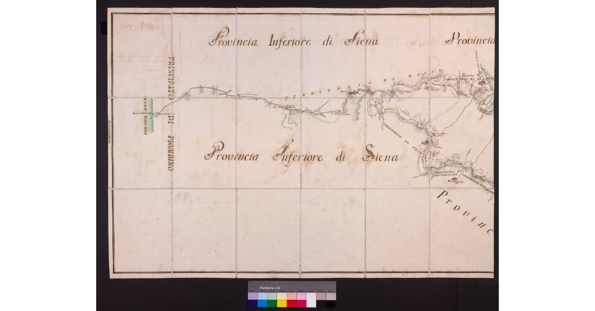 Dimostrazione di tutte le misure delle lunghezze della strada maremmana tra la città di Colle Valdelsa e la città di Massa Marittima [...]