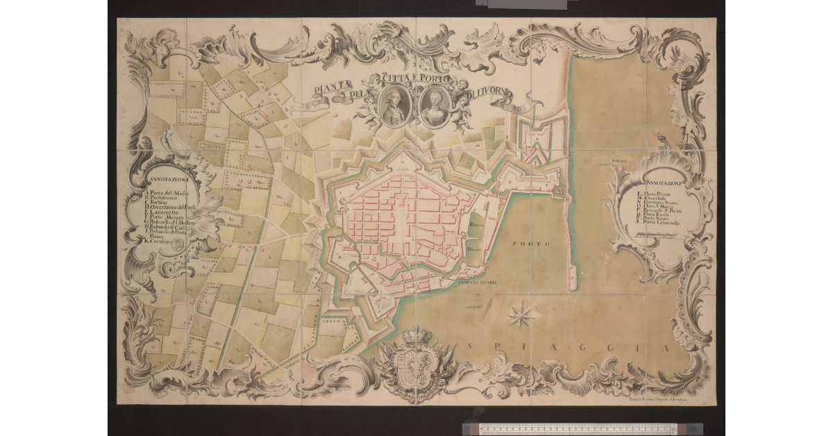 Pianta della città e porto di Livorno