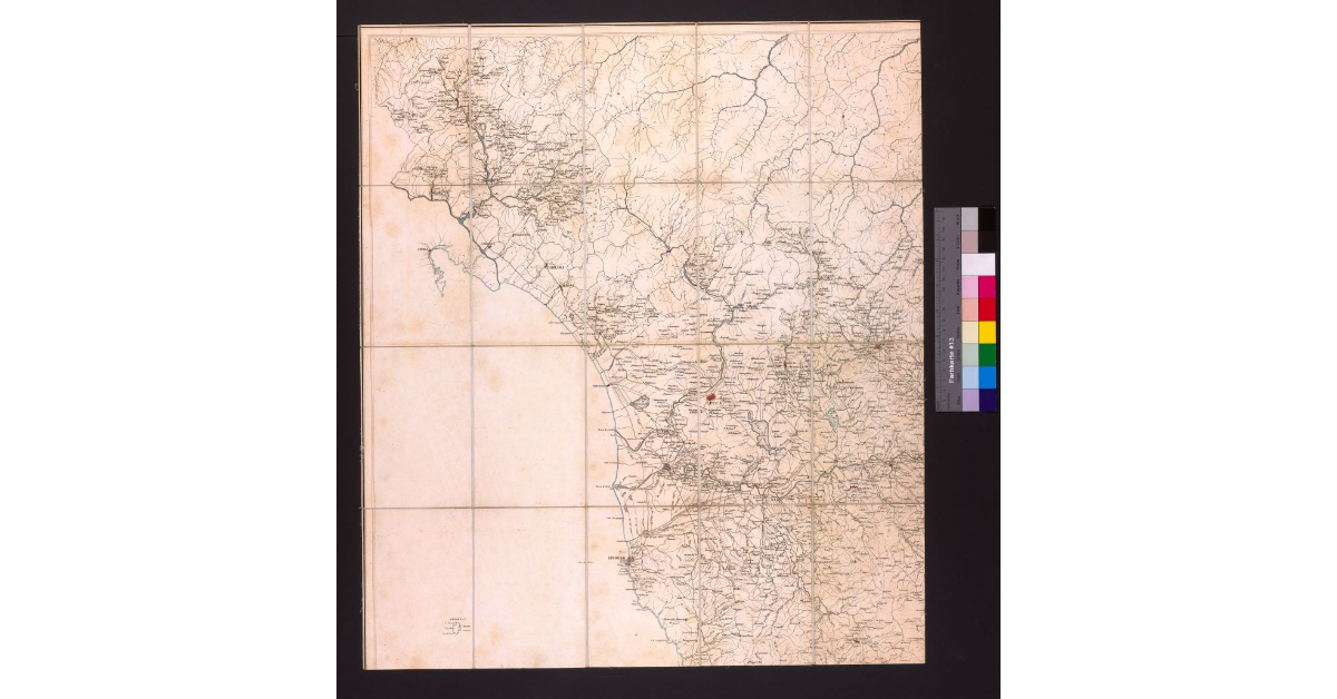 [Carta della Toscana di Giovanni Inghirami, fogli settentrionali, con evidenziazione dei centri abitati e dell'idrografia]