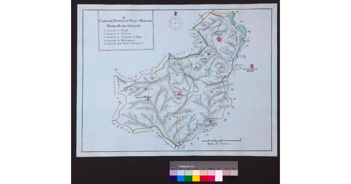 Carta dei Territori di Chiusi e Radicofani divisa nelle sue Comunità