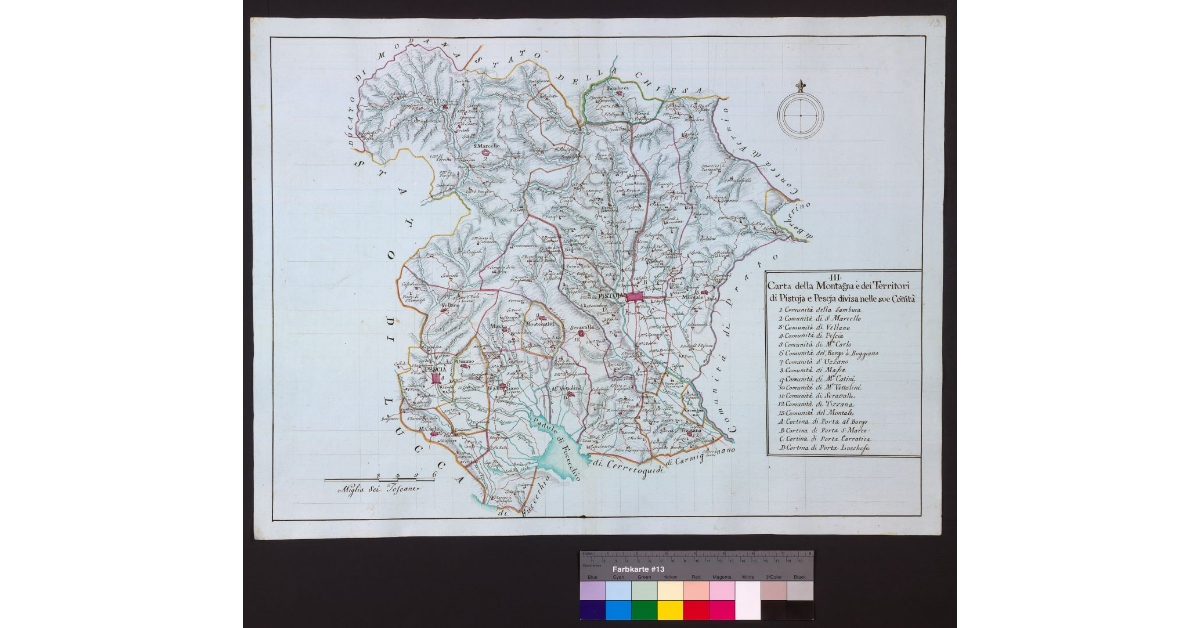 Carta della Montagna e dei Territori di Pistoia e Pescia divisa nelle sue Comunità