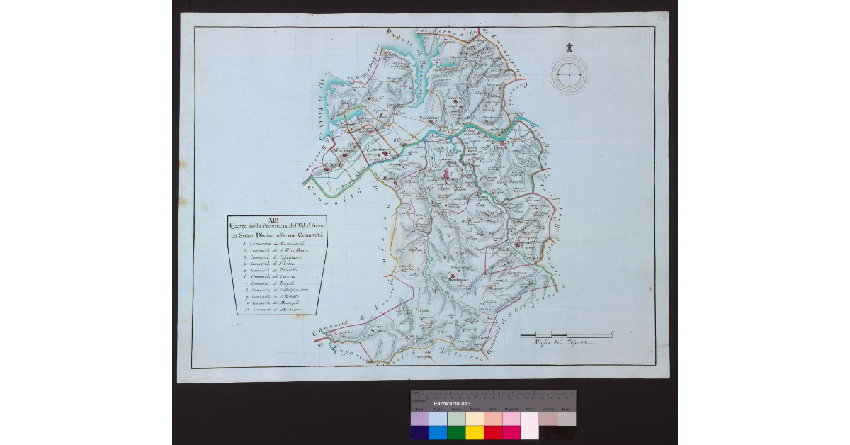 Carta dei Territori della Provincia del Valdarno di Sotto divisa nelle sue Comunità