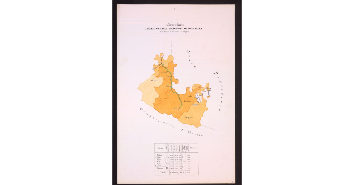 Circondario della Strada Traversa di Romagna dalla Rocca S. Casciano a Bagno