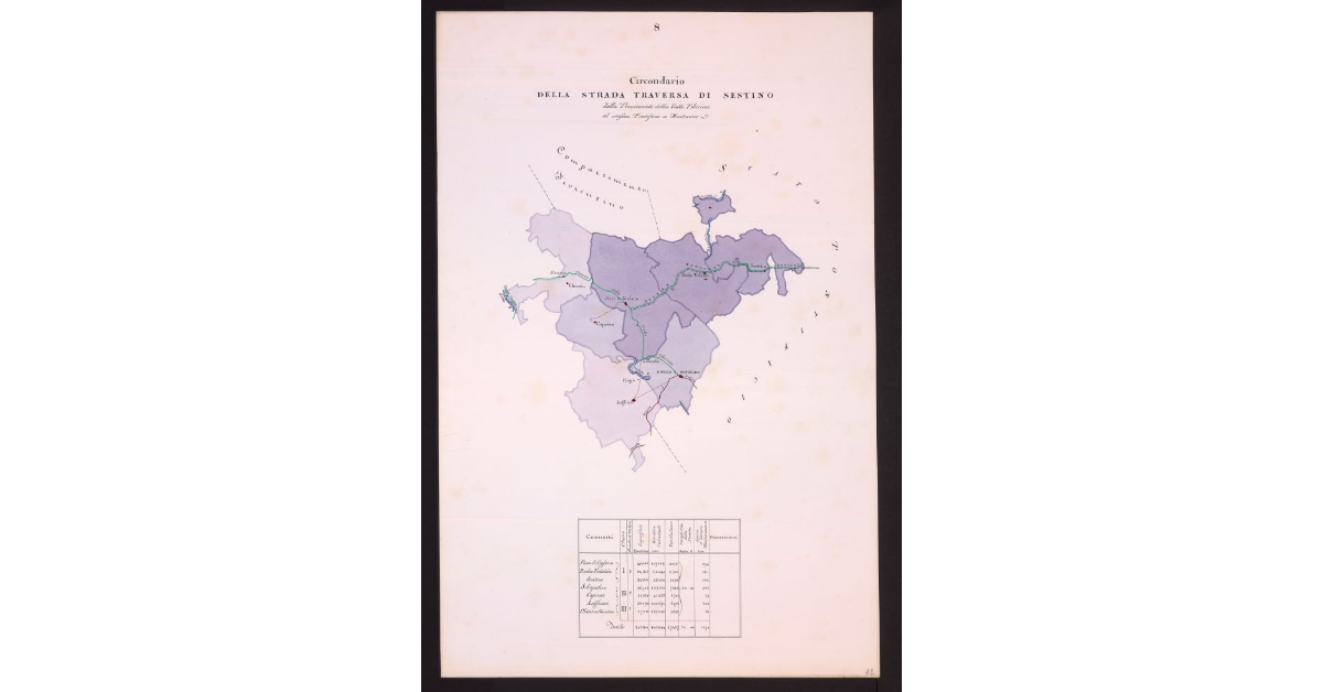 Circondario della Strada Traversa di Sestino dalla Provinciale della Valle Tiberina al confine Pontificio a Monterone