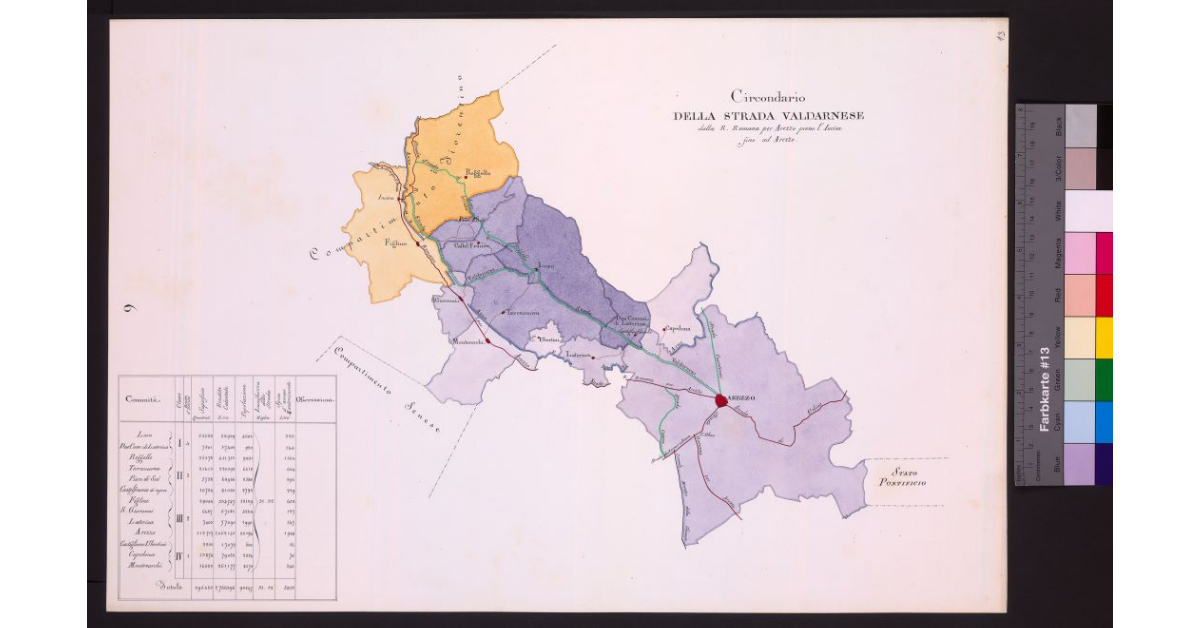 Circondario della Strada Valdarnese dalla R. Romana per Arezzo presso l'Incisa fino ad Arezzo