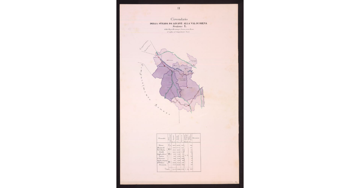 Circondario della Strada da Levane alla Val di Biena Sezione I dalla Regia Romana per Arezzo presso Levane al confine col Compartimento Senese