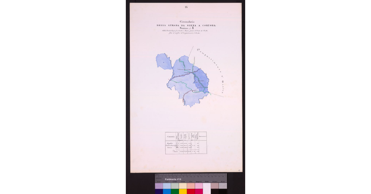 Circondario della Strada da Siena a Cortona Sezione I dalla Strada Regia fra Arezzo e Siena presso il ponte di Grillo fino al confine col Compartimento d'Arezzo
