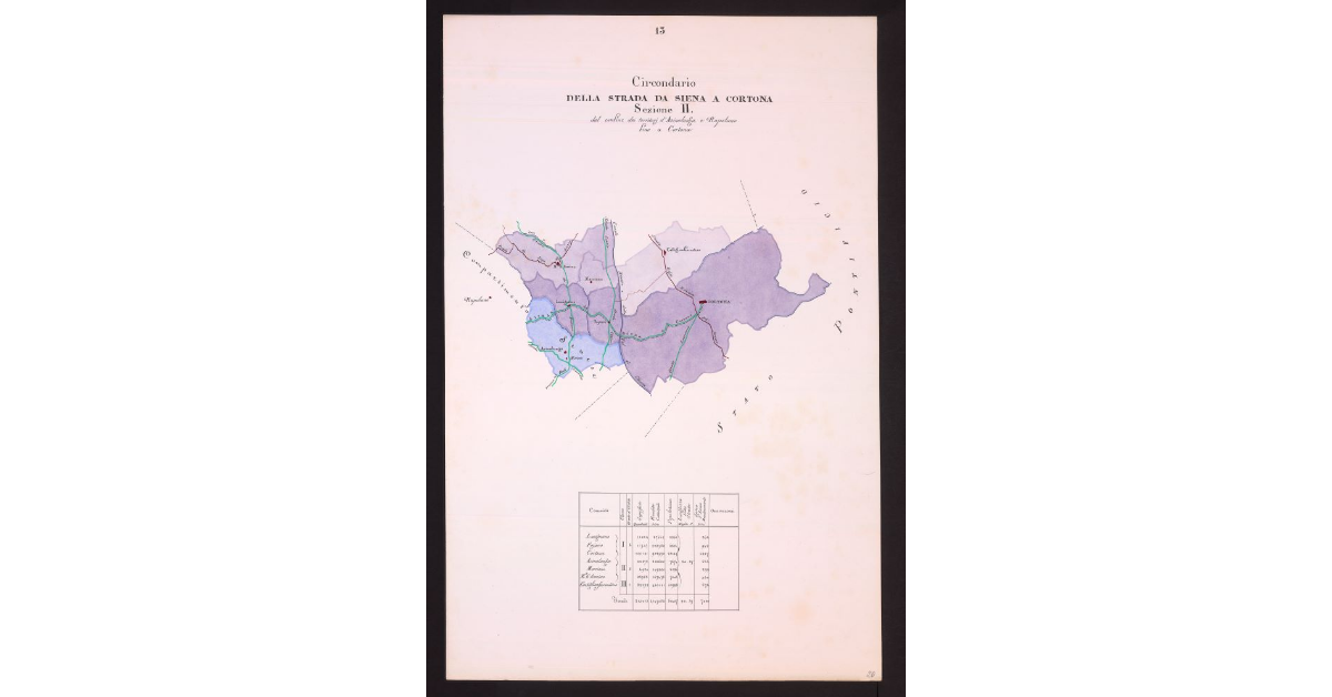 Circondario della Strada da Siena a Cortona Sezione II dal confine de Territorii d'Asinalunga e Rapolano fino a Cortona