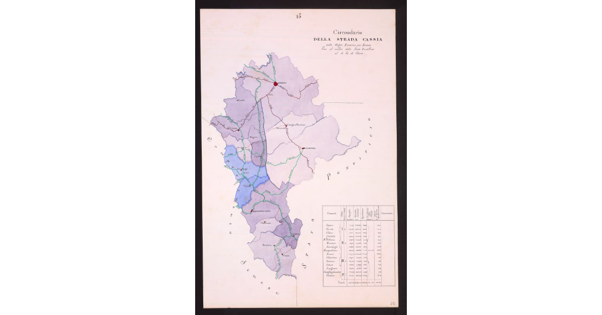 Circondario della Strada Cassia dalla Regia Romana per Arezzo fino al confine dello Stato Pontificio al di là di Chiusi