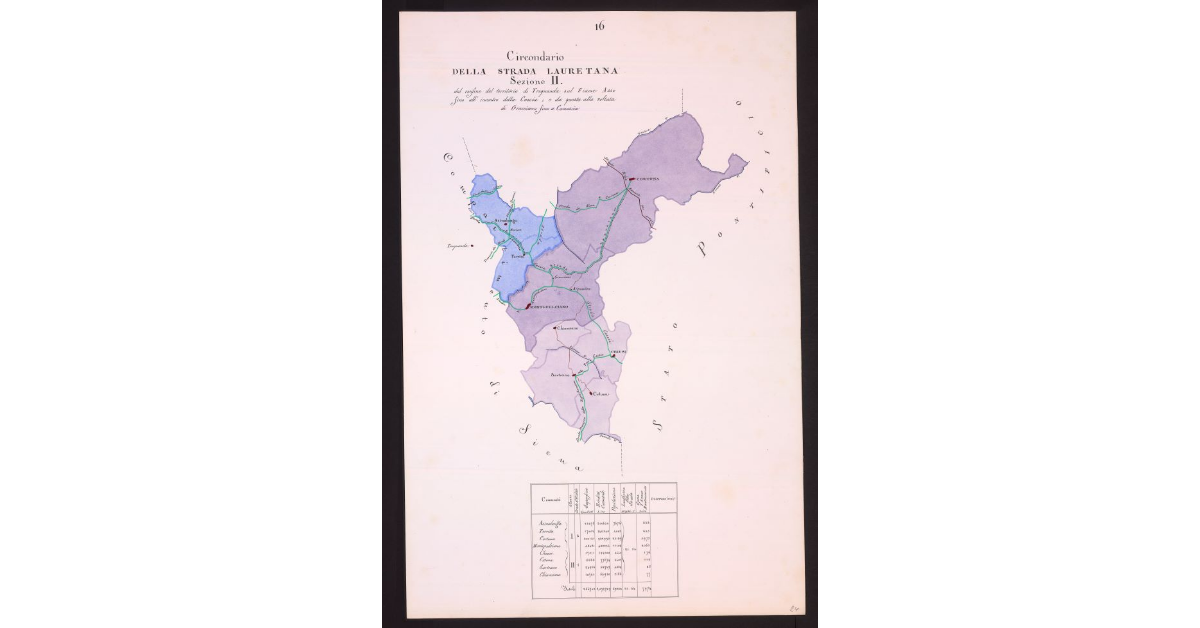 Circondario della Strada Lauretana Sezione II dal confine del territorio di Trequanda sul fiume Asso fino all'incontro della Cassia, e da questa alla voltata di Gracciano fino a Camuscia [Camucia]