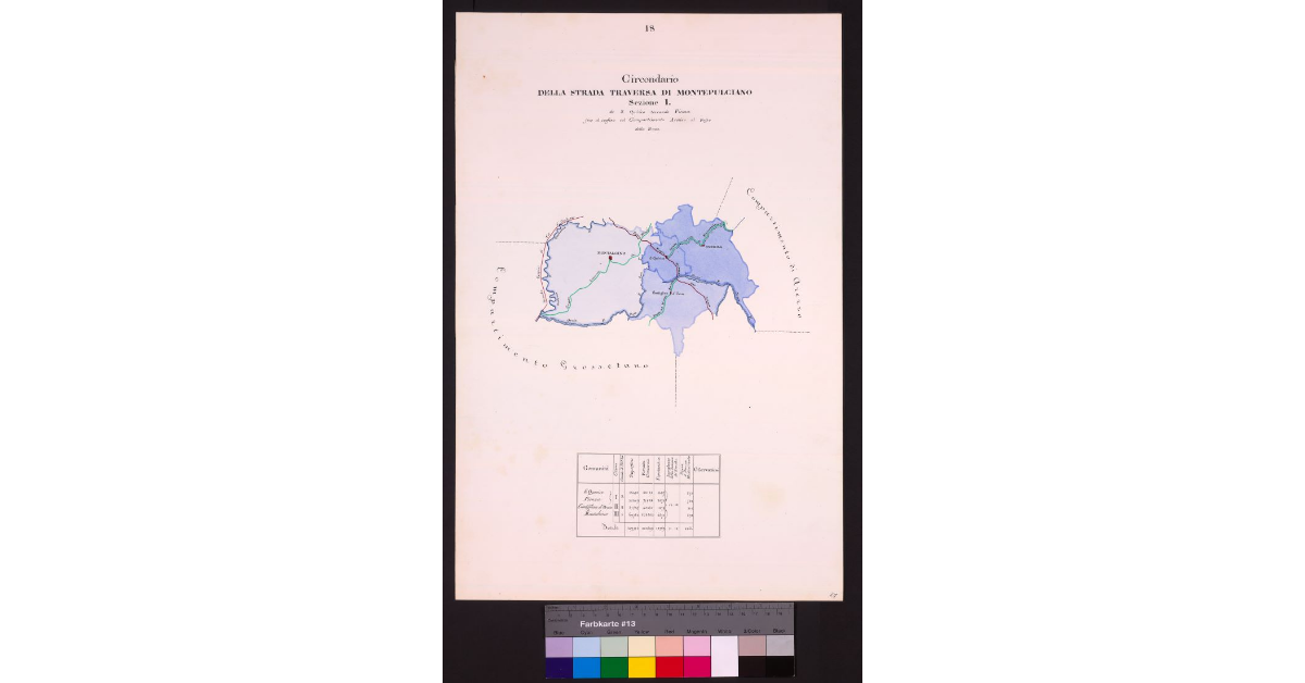 Circondario della Strada Traversa di Montepulciano Sezione I da S. Quirico toccando Pienza fino al confine col Compartimento Aretino al Fosso della Buca