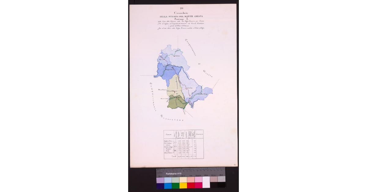 Circondario della Strada del Monte Amiata Sezione I dalla Posta della Poderina sulla Via regia Romana per Siena fino al confine col Compartimento Grossetano sul Torrente Ansedonia, e quindi dal masso del Fontanino, fino al suo sbocco nella Regia Romana suddetta al Ponte a Rigo