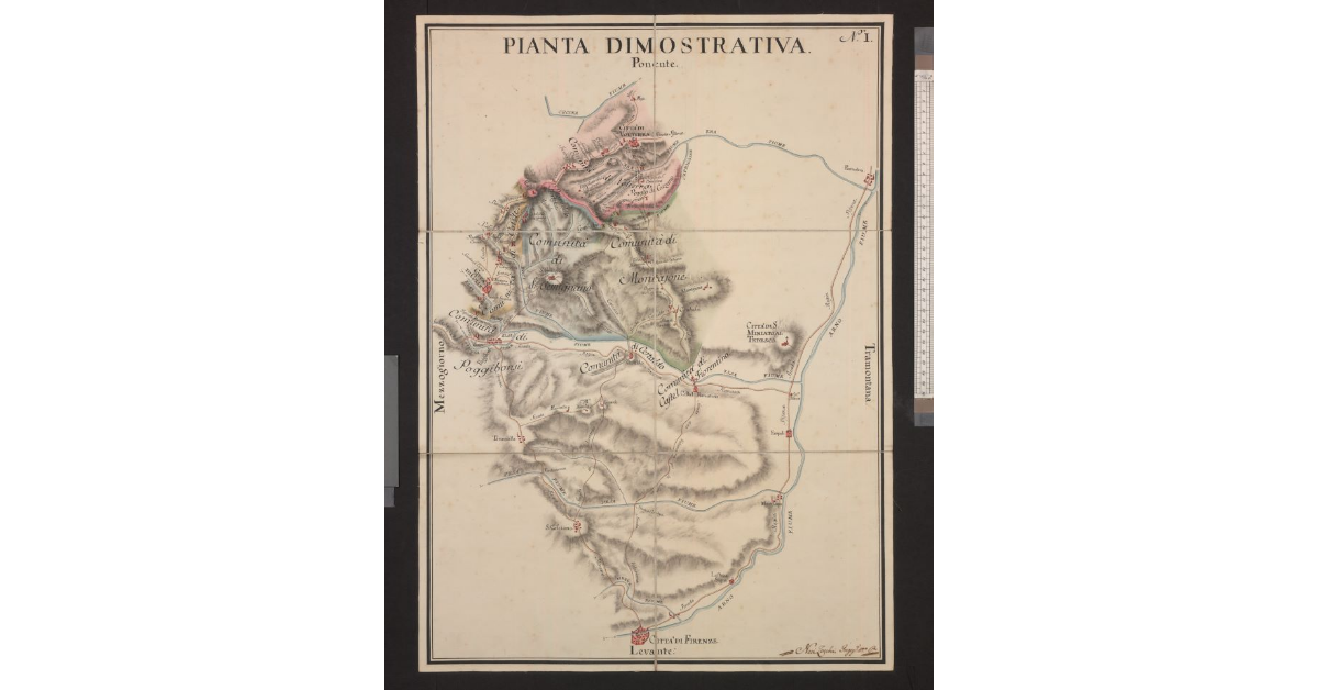 Pianta dimostrativa [del territorio fra Val d'Elsa e Val d'Era]