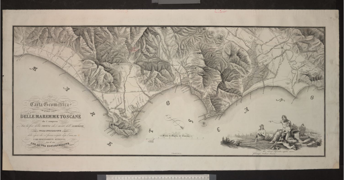 Carta geometrica di quella parte delle maremme toscane che è compresa tra la foce della Cecina e i monti dell'Alberese […]