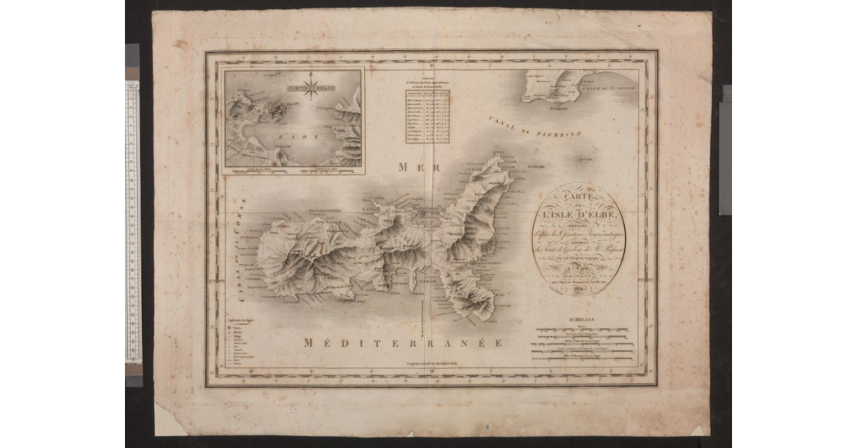 Carte de l’Isle d’Elbe dressée d’après les operations trigonometriques extraites du Traité de Géodésie de M. Puissant