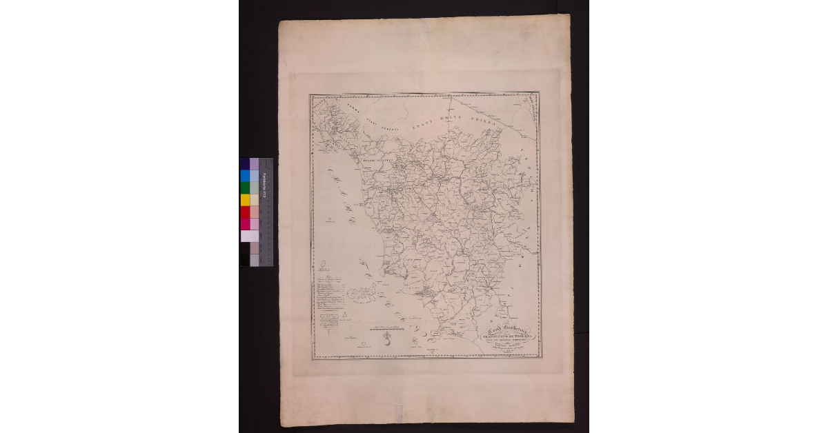 Carta geometrica del granducato di Toscana divisa per i circondari comunitativi da Gaspero Manetti sulla proporzione di 1 a 510.000