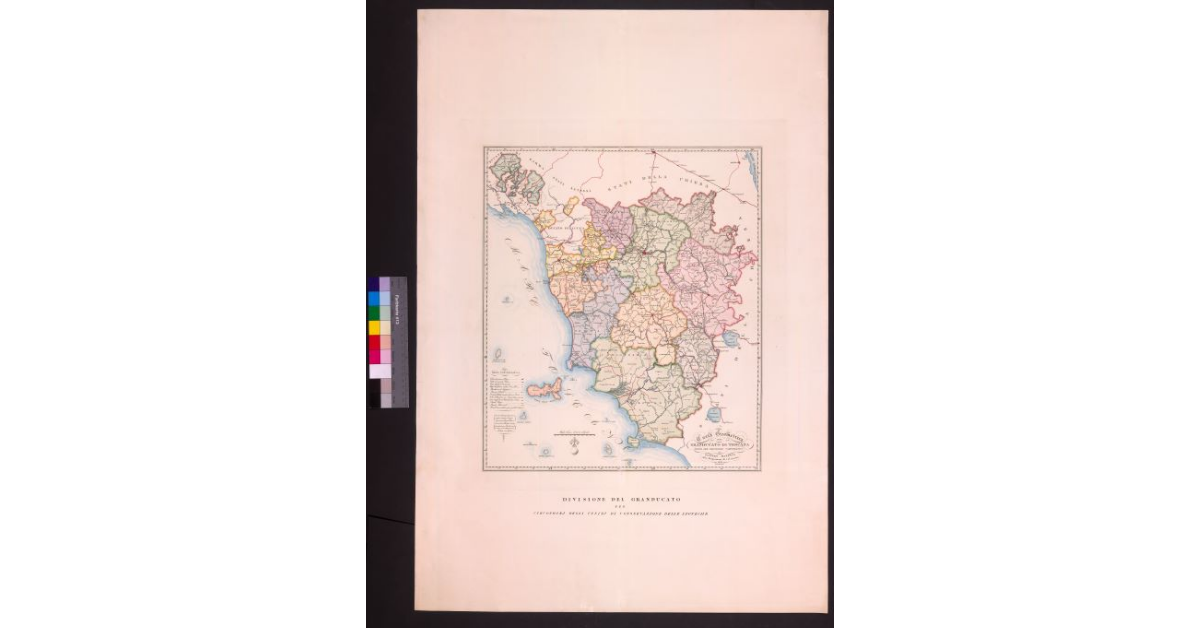 Divisione del granducato [di Toscana] per circondari degli uffizi di conservazione delle ipoteche