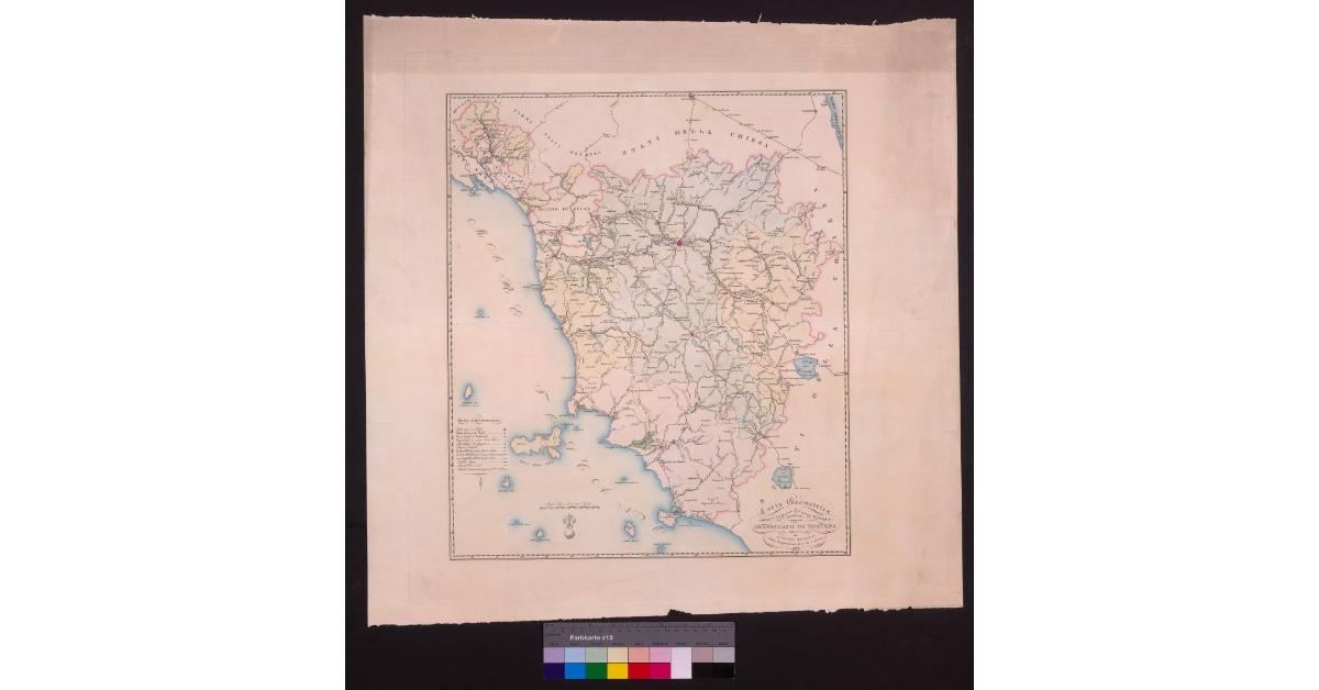 Carta geometrica delle strade e dei corsi d'acqua principali compresi nel granducato di Toscana, redatta da Gaspero Manetti sulla proporzione di 1 a 510.000