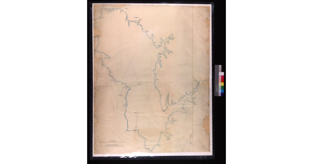 [Perimetro, profili e scandagli del lago di Bientina con l’emissario Ozzeri]